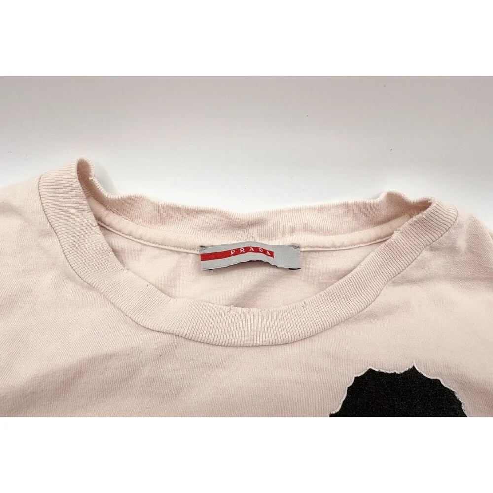 Prada Winter 2006 Light Pink Long Sleeve Graphic Tee 